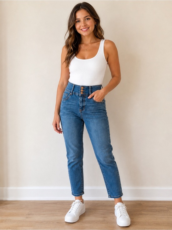d. jeans Denim - d. jeans High-Rise Skinny Jeans
Women's Blue Medium Wash 3-Button, Size 8